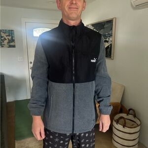 Gray and Black Fleece Puma jacket. Nwot size Lg